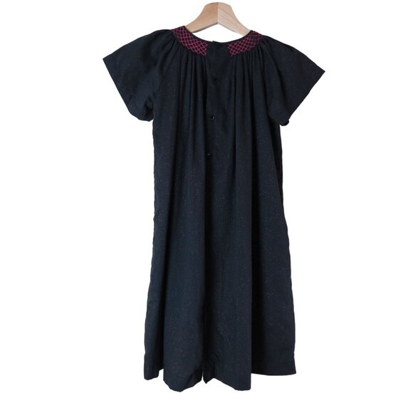 MOON ET MIEL Girl's Black Pink Glitter Smocked Short Sleeve Iris Dress Size 8 - Picture 5 of 11